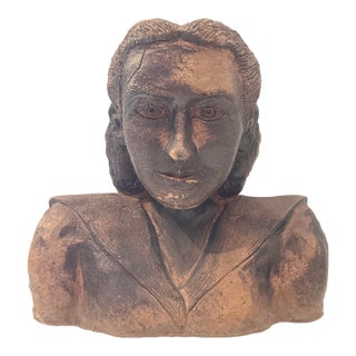 Vintage Ceramic Female Bust Sculpture For Sale