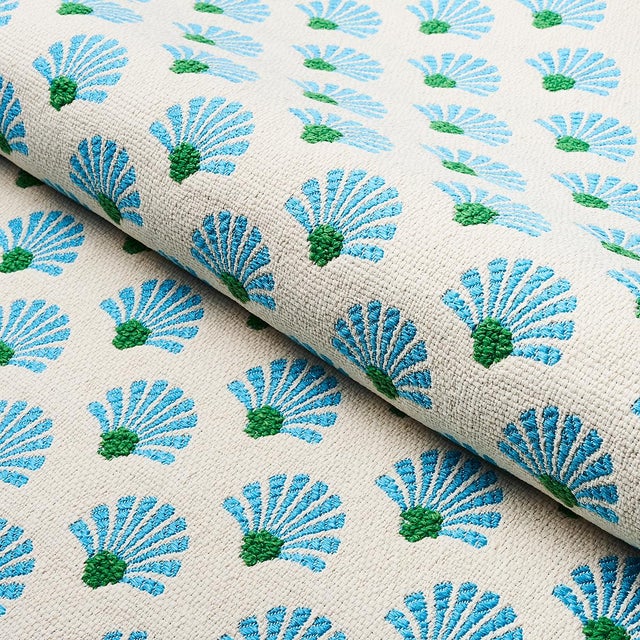 Schumacher Sample - Schumacher Bellini Indoor/Outdoor Fabric in Lagoon For Sale - Image 4 of 6