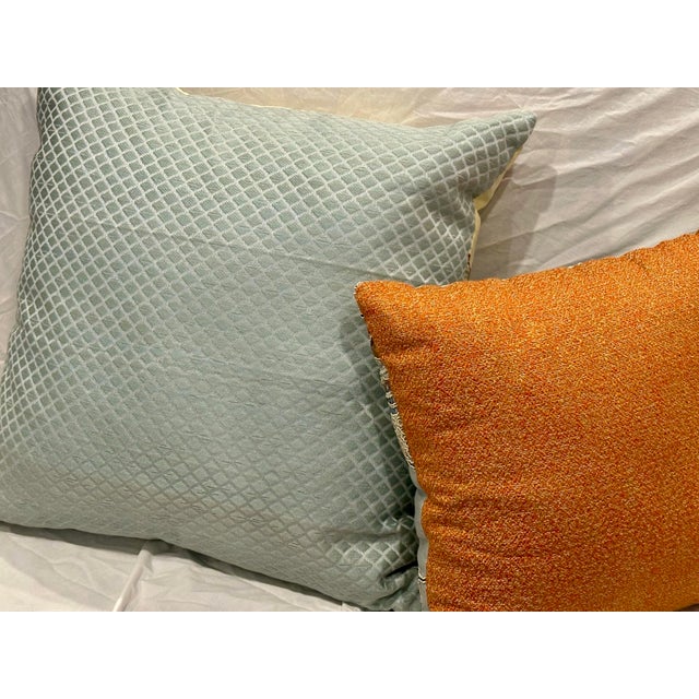 Pair of Custom Designer Throw Pillows – Colefax & Fowler Crewel & Brunschwig & Fils Moiré Silk For Sale - Image 10 of 12