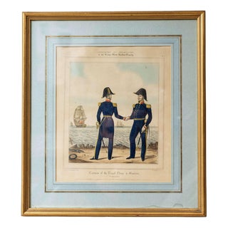 Naval Captains, Plate 5, 19th Century, Coloured Print, Framed For Sale
