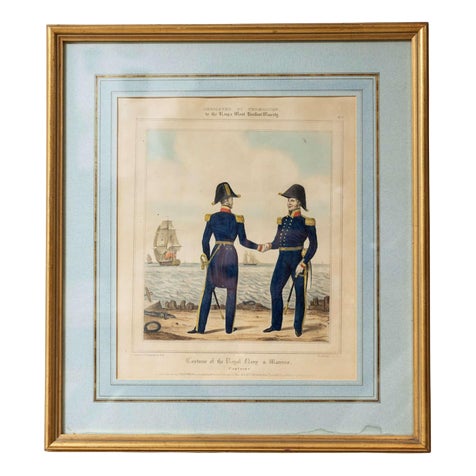 Naval Captains, Plate 5, 19th Century, Coloured Print, Framed For Sale