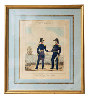 Naval Captains, Plate 5, 19th Century, Coloured Print, Framed