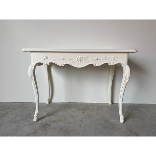 White Vintage French Provincial White Painted Foyer Console / Secretary Desk by Auffray & Co. For Sale - Image 8 of 12