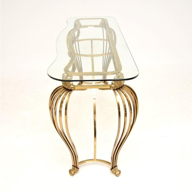 Vintage Italian Brass and Glass Console Table, 1960s For Sale - Image 6 of 12