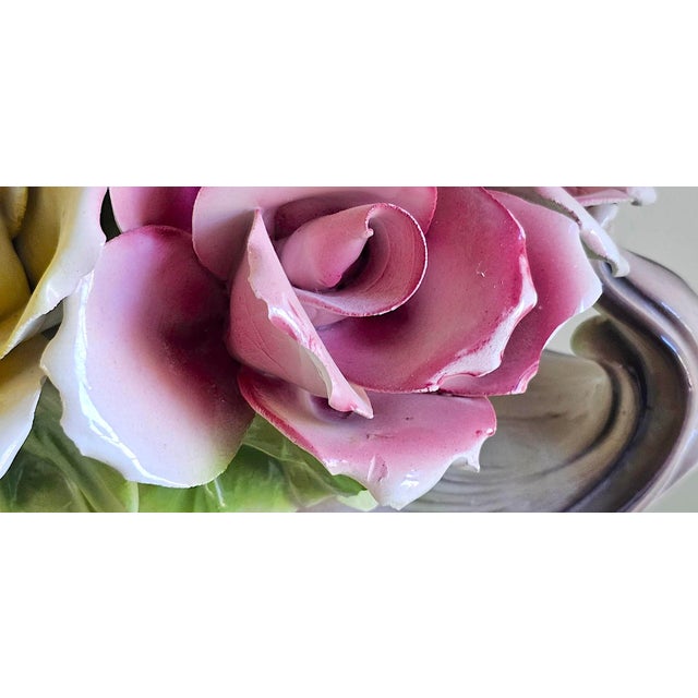Vintage Italian Capodimonte Porcelain Rose Centerpiece Basket For Sale - Image 12 of 18