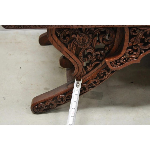Vintage Chinoiserie Carved Teak Wood Howdah Elephant Saddle Accent Chair For Sale - Image 9 of 12