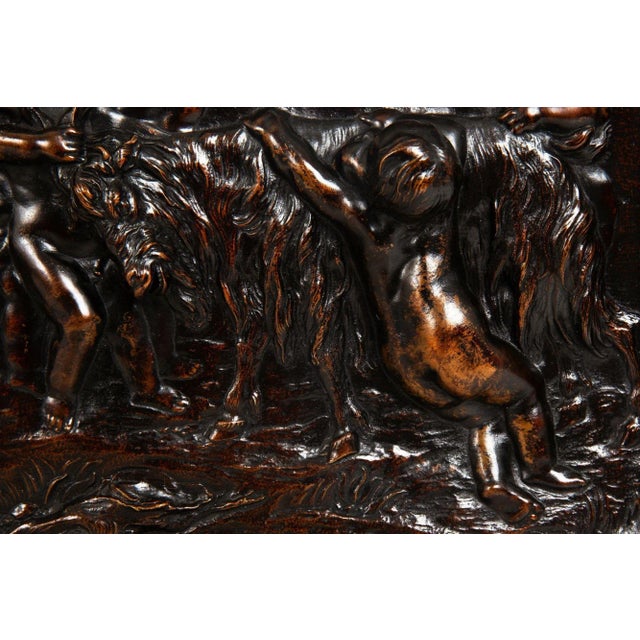 Rare 18th Century Bachanalia Plaque of Putti Tormenting Goat After Duquesnoy For Sale - Image 13 of 16