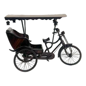 Chinese Rosewood Handmade Miniature Cycle Rickshaw Display Decor Art