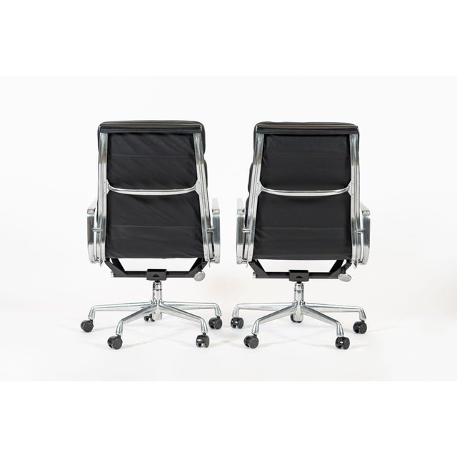 Pair Authentic Eames Herman Miller Tall Black Leather Office Chairs 2001 For Sale In Detroit - Image 6 of 15