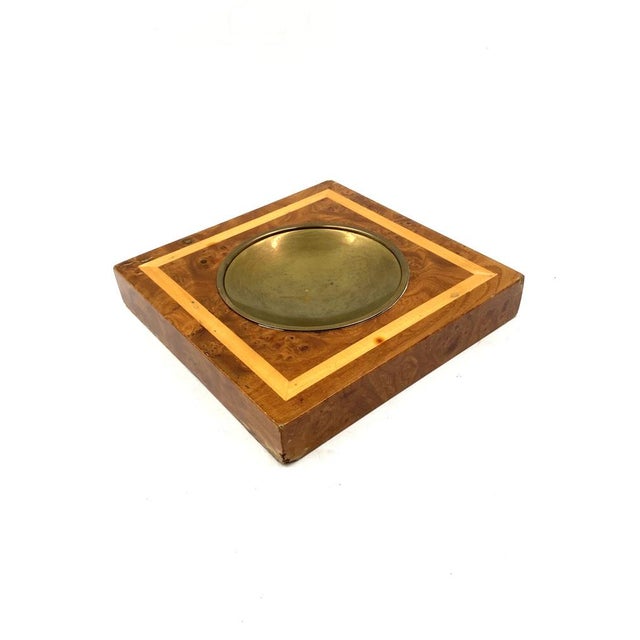 Smoking Set in Brass and Wood, Italy, 1970s, Set of 4 For Sale - Image 15 of 18