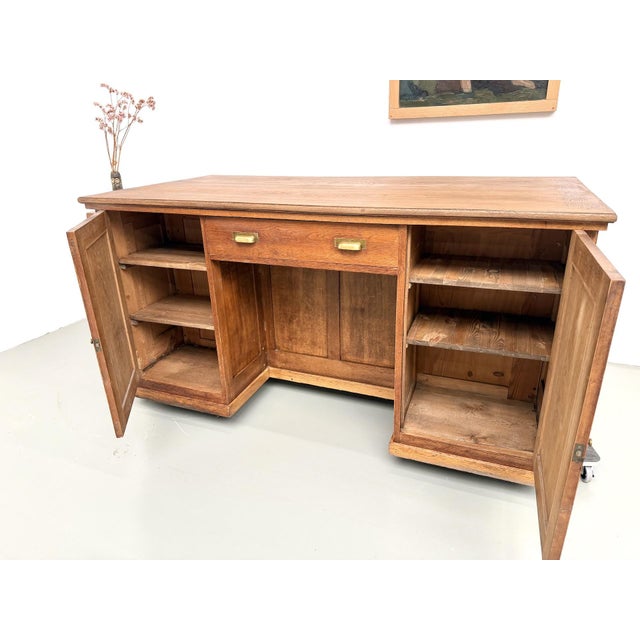 Double-Sided Oak Shop Counter, 1890s For Sale - Image 18 of 18