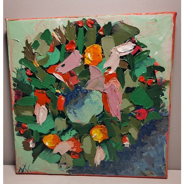 Green The Warmth of a Family Christmas, Oil on Canvas For Sale - Image 8 of 8