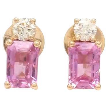 Early 21st Century 1.16 cts Natural pink sapphire & 0.21 cts diamond gold in 14k gold For Sale - Image 5 of 18