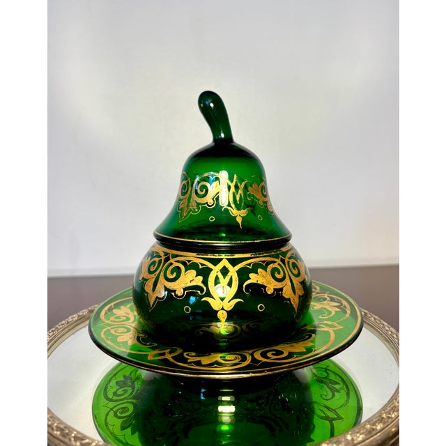 Boho Chic Candy Pot with Plate Bohemian Crystal For Sale - Image 3 of 18