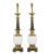 Art Deco Style Brass and Glass Table Lamps, 1990s, Set of 2 For Sale