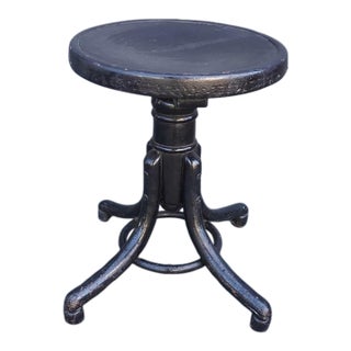 Early 20th Century Thonet Bentwood Piano Stool in Black For Sale