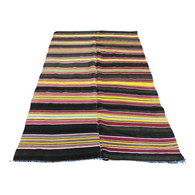 Black and Yellow Kilim Rug For Sale