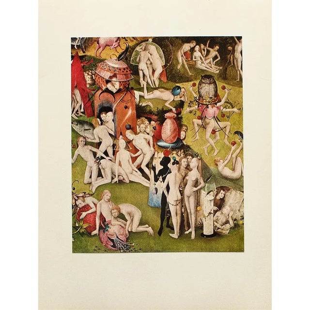 1955 After Bosch "Portion of the Garden of Earthly Delights", Vintage Full-Color Print For Sale In Dallas - Image 6 of 8