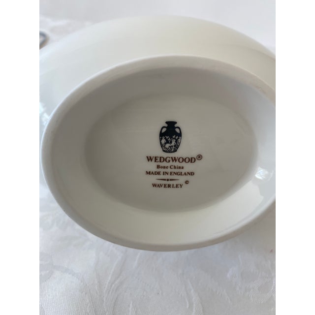 Late 20th Century Wedgwood Waverley Bone China Gravy Boat and Underplate. Excellent Condition “Mint”. Blue and Red diamond...