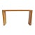 Vintage modern jack fruit wood console table. Beautiful honey wood tones and grain with simple modern waterfall design.