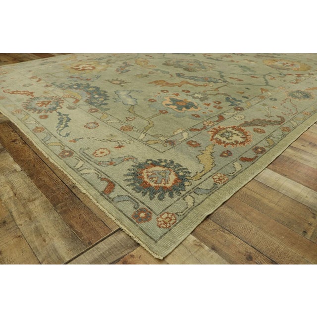 Light Green Turkish Oushak Rug - 09'02 X 12'06 For Sale In Dallas - Image 6 of 11