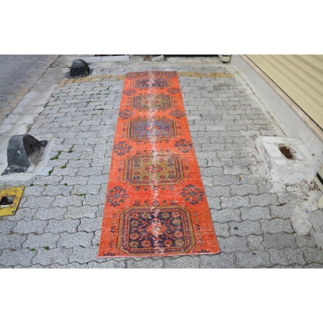 Geometric Oushak Floral Runner For Sale - Image 11 of 11