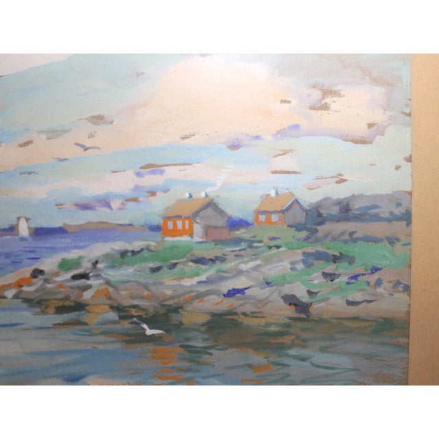 1970s Vintage Original Expressionism Job Nautical Coast Shore Landscape Oil Painting For Sale - Image 5 of 11