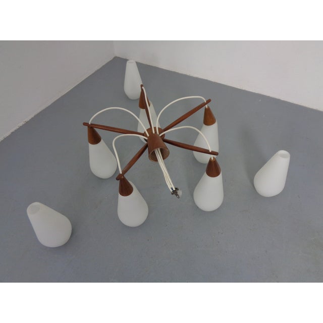 Danish Teak and Glass Spider Ceiling Lamp, Denmark, 1960s For Sale - Image 13 of 17