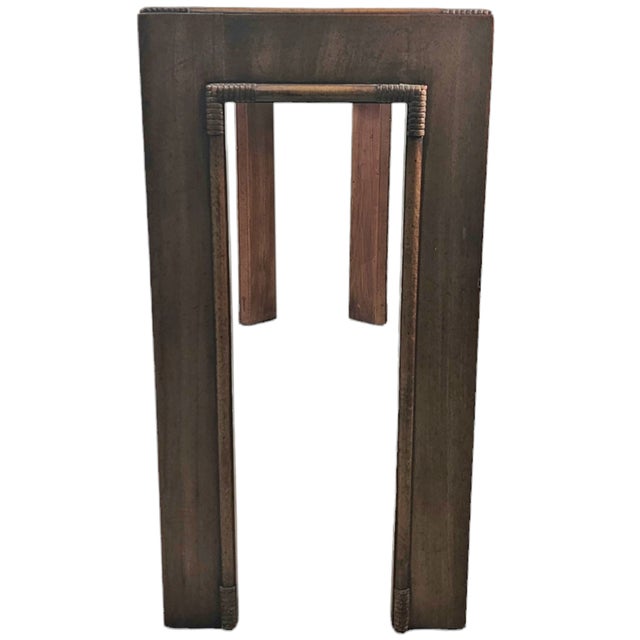 1970s Drexel Heritage Captiva Faux Bamboo Console Table With Glass Top 56" For Sale In San Francisco - Image 6 of 10
