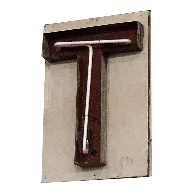 Large Vintage Neon Marquee Letter "T" From Pan-Pacific Auditorium For Sale