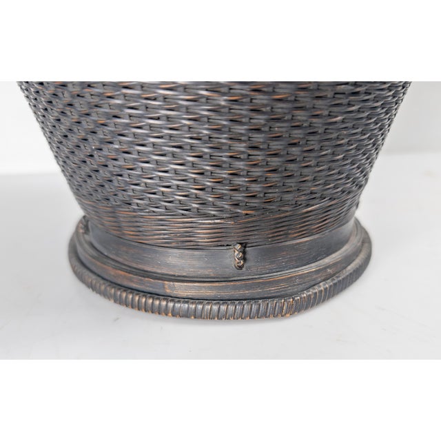 Early 20th Century Japanese Ikebana Woven Flower Arranging Vase, Signed For Sale - Image 14 of 16