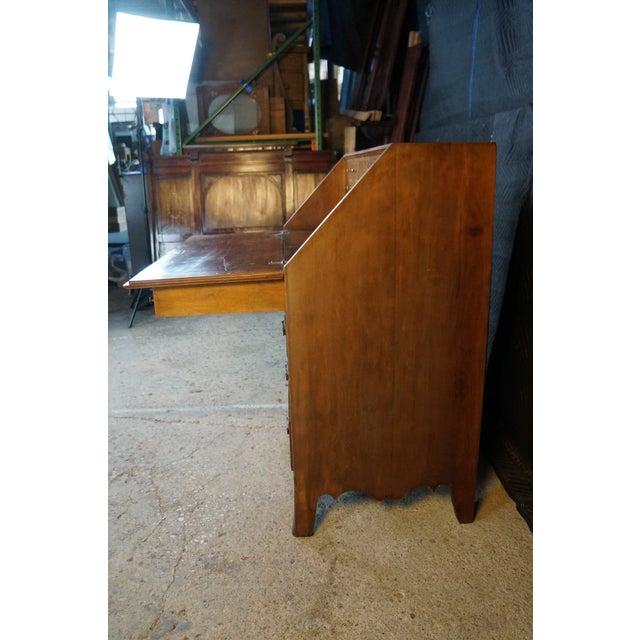 Brown Antique American Federal Hepplewhite Mahogany Slant Drop Front Secretary Desk For Sale - Image 8 of 18