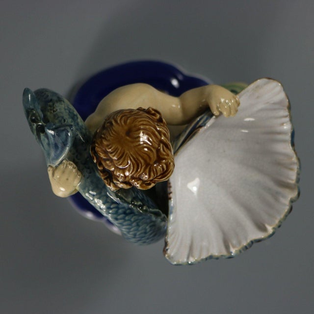 Minton Majolica Boy and Dolphin Salt For Sale - Image 11 of 12