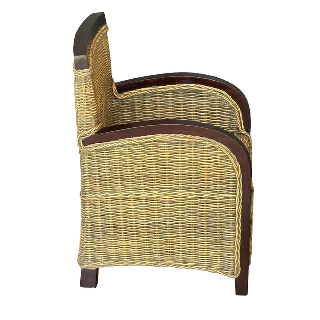 Tan Child's Woven Wicker Lounge Chair From France For Sale - Image 8 of 11