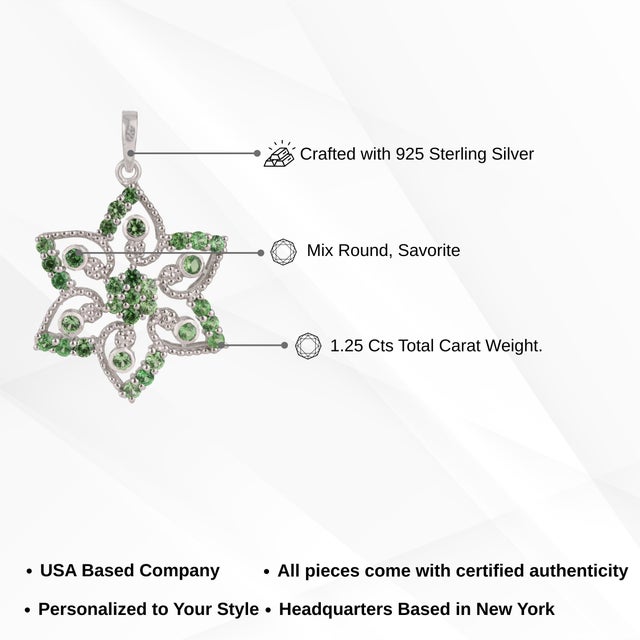 Art Nouveau Inspired 1.25 Ct Tsavorite Openwork Floral Pendant by Carat&Her For Sale - Image 12 of 14
