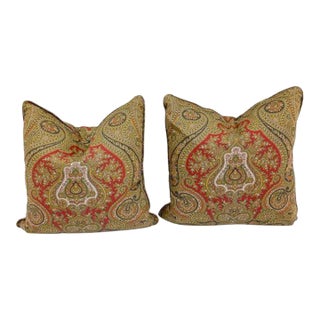 Pair Antique Challis Paisley Pillows For Sale