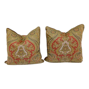 Pair Antique Challis Paisley Pillows