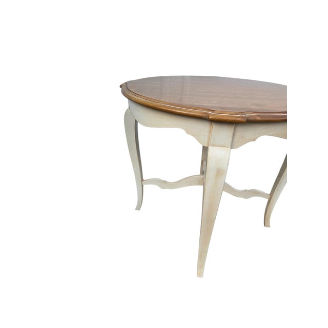 French Country Vintage Ethan Allen French Country End Side Cookie Corner Table Distressed Finish 646 For Sale - Image 3 of 14