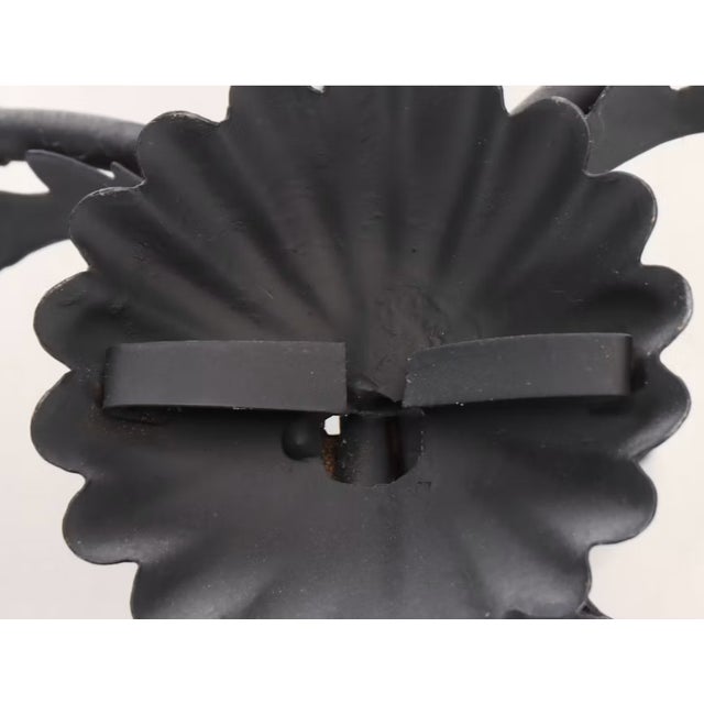 Mid-20th Century Gothic Wrought Iron 5-Light Wall Sconce With Coronet Cups For Sale In Los Angeles - Image 6 of 6