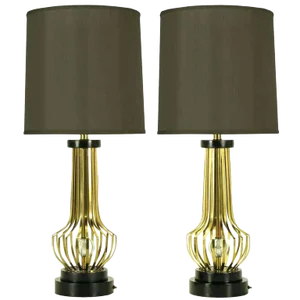 Rembrandt Brass Open Rib Table Lamps With Crystal Ball Centres - a Pair