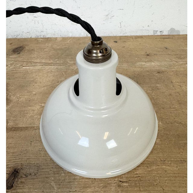 Vintage Industrial Beige Painted Ceiling Lamp For Sale - Image 13 of 17