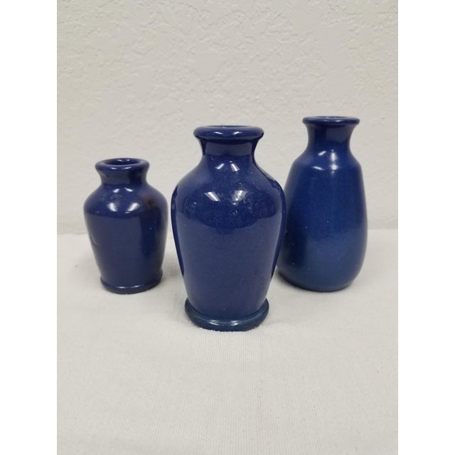 Ceramic 1920s Vintage Ronuk Cobalt Blue Pottery Jars - Set of 3 For Sale - Image 7 of 7