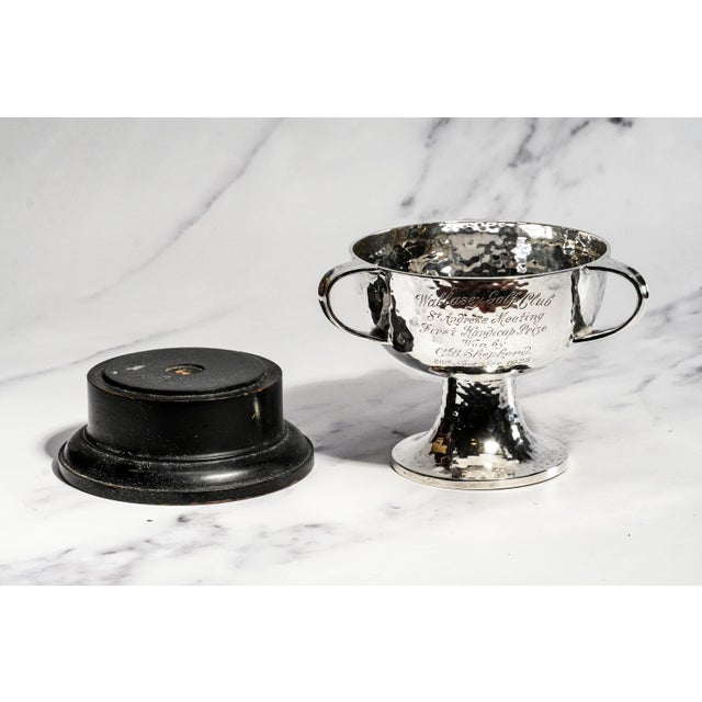 Brilliant Antique English Arts & Crafts Hammered Sterling Silver Wallasey Golf Trophy Cup Sports Man Cave Home Decor For Sale - Image 13 of 17