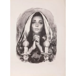 Shabbas Candles XIV, Sandu Liberman Lithograph, Signed in Pencil For Sale