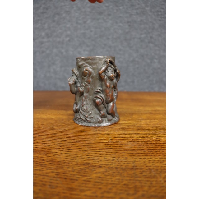 Copper 19th Century Copper Figural Vase With Putti and Cherubs For Sale - Image 8 of 10