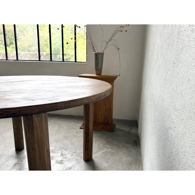 Brutalist Round Table in Oak, 1950s For Sale - Image 16 of 18