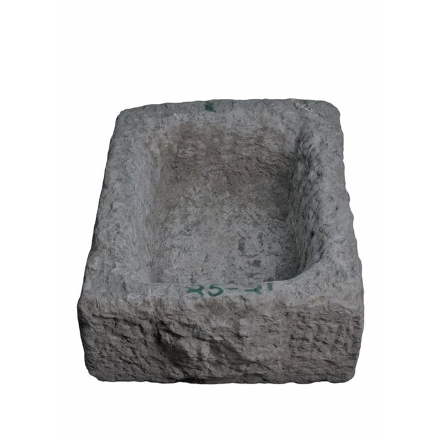 Late 19th Century 19" Inch Long Hand Chiseled Stone Trough 24-21 For Sale - Image 5 of 6