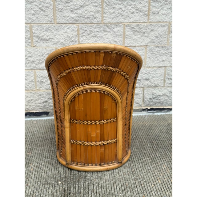 Mid-Century Modern Vintage Split Bamboo Armchair With Cushion For Sale - Image 3 of 12