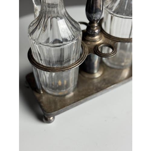 Oil and Vinegar Set in Silver-Plated Metal, Set of 3 For Sale - Image 9 of 15