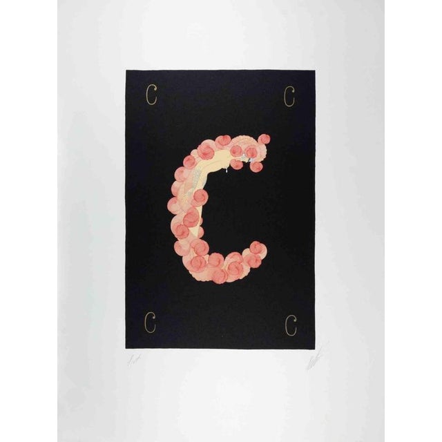 Erté, Nude Letter C, 1976, Lithograph and Screen Print For Sale - Image 4 of 4